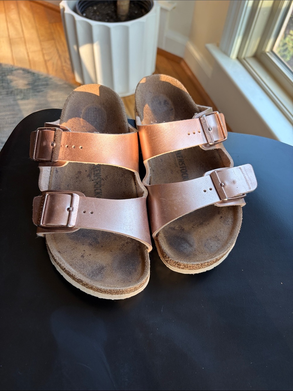 Birkenstock Kids Rose Gold Double-Buckle Sandals